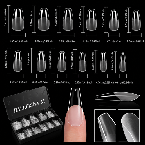 600 Tips clear ballerina media semirigide