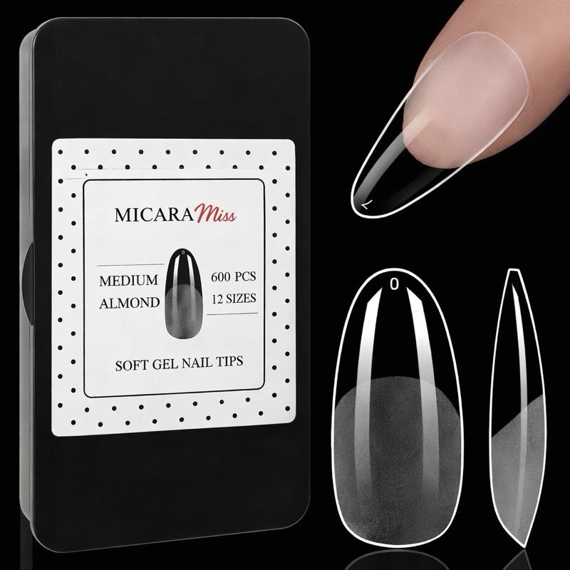 600 Tips clear Mandorla Media semirigide