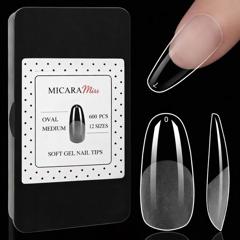 600 Tips clear Ovale media semirigide