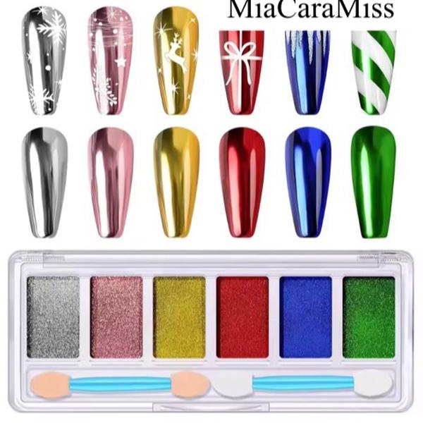 Palette 6 colori polvere compatta cromata
